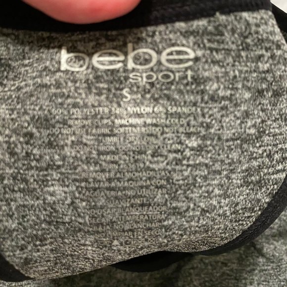 bebe Sport Heather Gray & Black Logo Sports Bra - Small - Picture 8 of 8